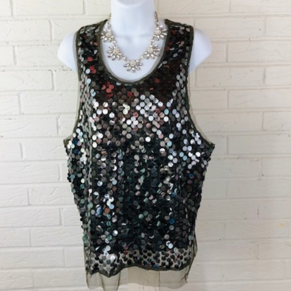 🍀Twenty-one Large Sequin Netted Tank, Sz Large